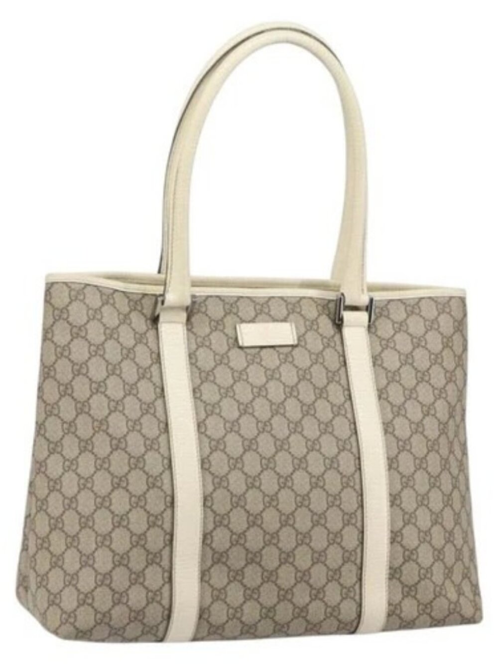 Gucci Beige Monogram Canvas Tote with Cream Leather Trim
